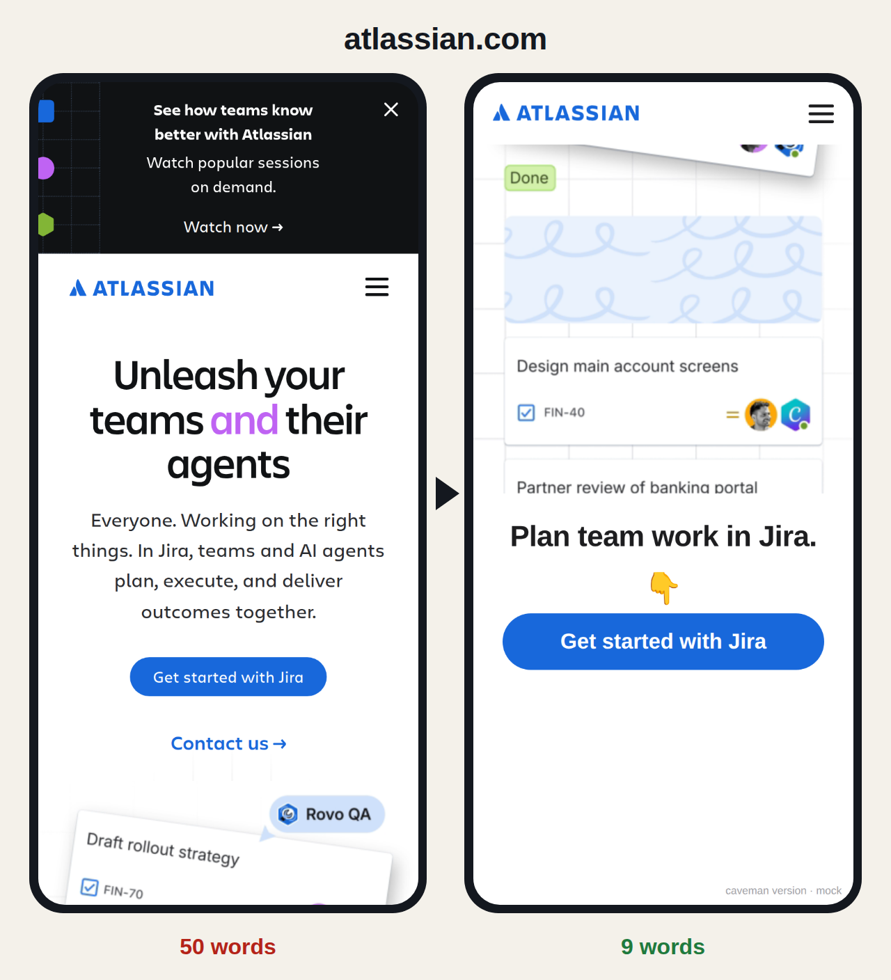 atlassian.com before and after: 50 words become 9